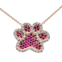 Cargar imagen en el visor de la galería, 14KT Dog Paw Diamond Pendant w/ Gold Chain (Available w/ Precious Stones)