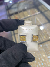 Load image into Gallery viewer, 14KT White Gold Natural Yellow Diamond Square Studs 1.05ctw