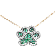 Cargar imagen en el visor de la galería, 14KT Dog Paw Diamond Pendant w/ Gold Chain (Available w/ Precious Stones)