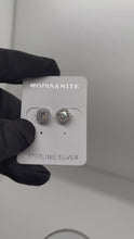 Load and play video in Gallery viewer, 925 Rhodium Moissanite Square Halo Earrings/Studs Pushbacks 7.8mm #1