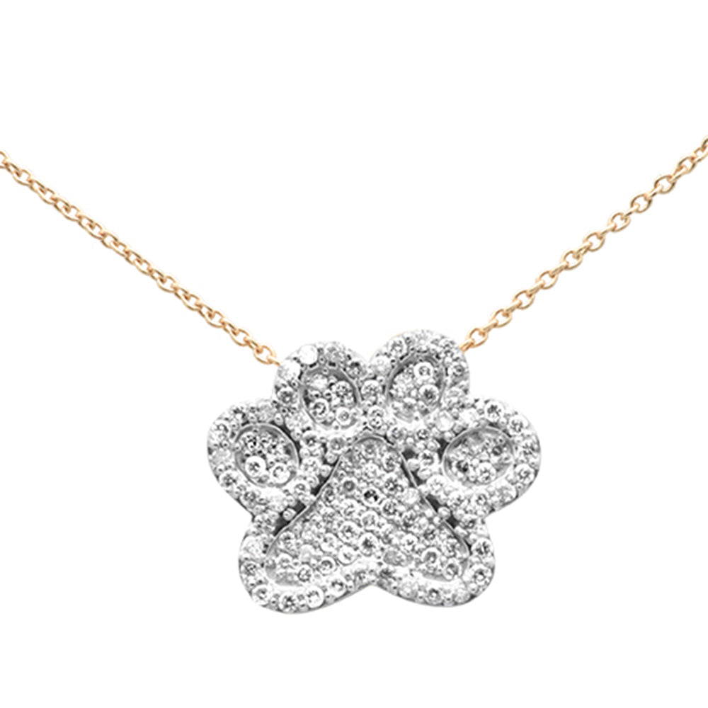 14KT Dog Paw Diamond Pendant w/ Gold Chain (Available w/ Precious Stones)