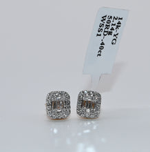 Cargar imagen en el visor de la galería, 14KT Baguette &amp; Round Brilliant Push Back Earring/Studs 0.40ctw #1
