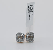 Cargar imagen en el visor de la galería, 14KT Baguette &amp; Round Brilliant Push Back Earring/Studs 0.40ctw #1
