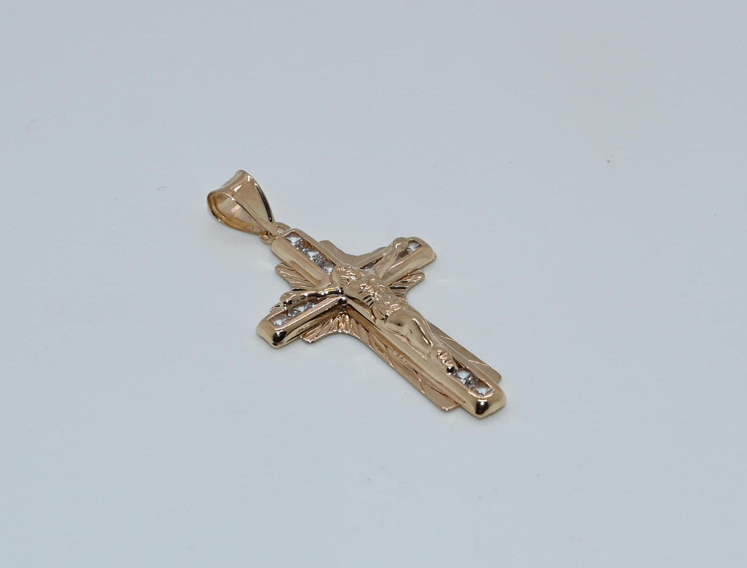 14KT CZ Crucifix Pendant #3