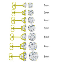 Load image into Gallery viewer, 14KT Cubic Zirconia (CZ) Round Brillant Earrings/Studs 2mm - 8mm
