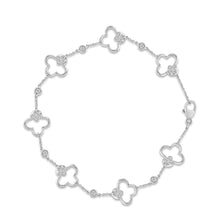 Cargar imagen en el visor de la galería, 14KT Diamond Flower (Clover) Bracelet 7.5&quot;, Rolo Style 0.44ctw G #2
