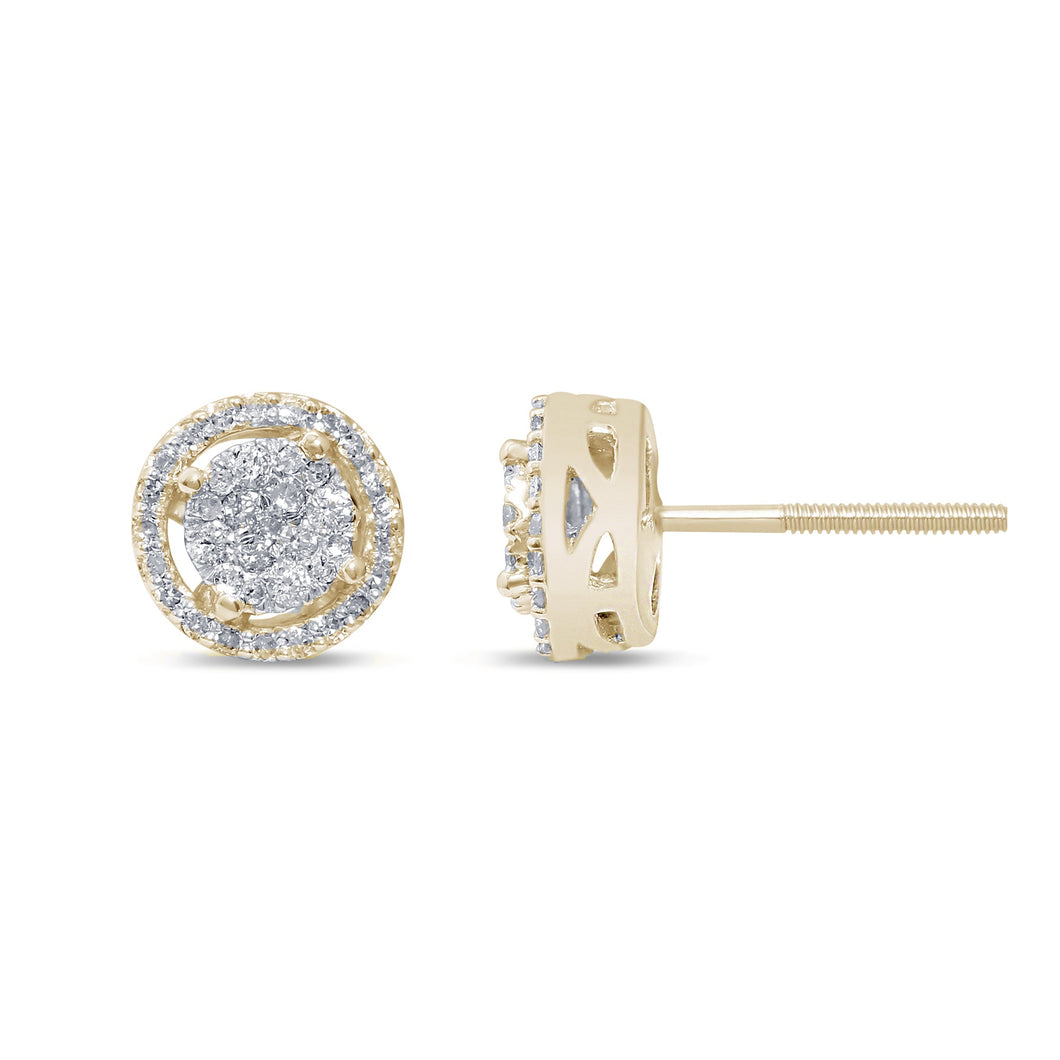 14KT Halo Flower Push Back Earrings #3, 0.25ctw