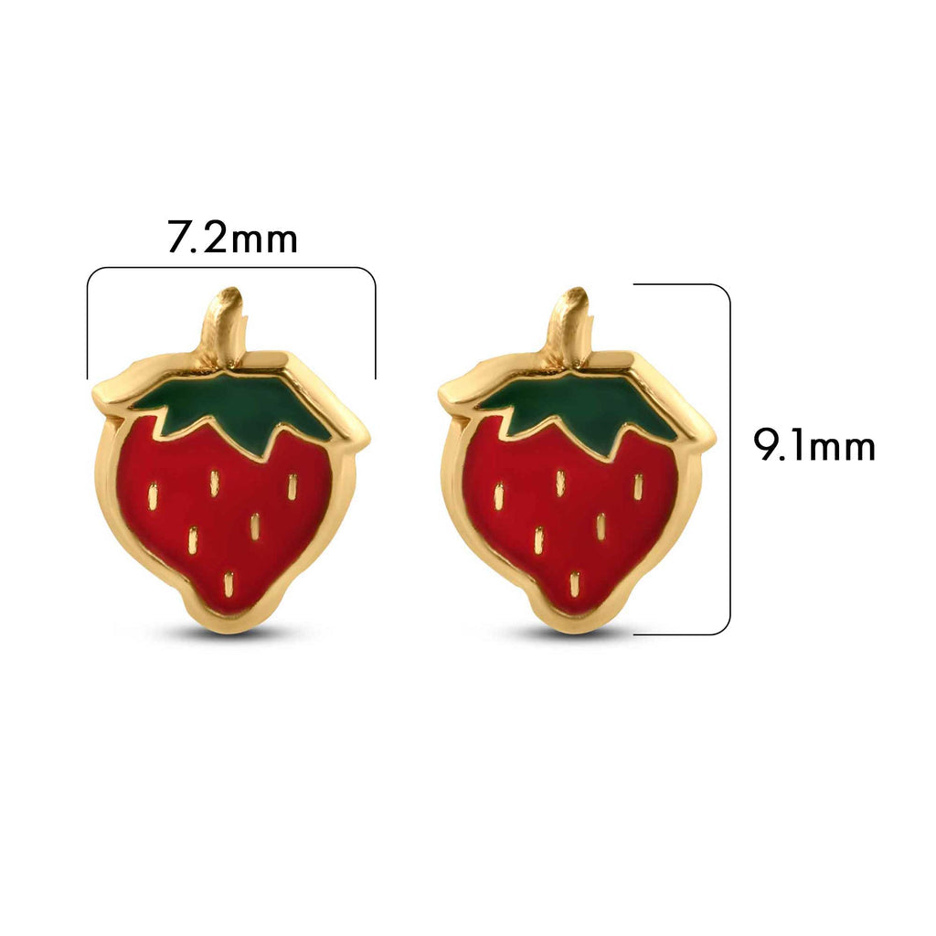 14KT Screw Back Strawberry Earrings #1