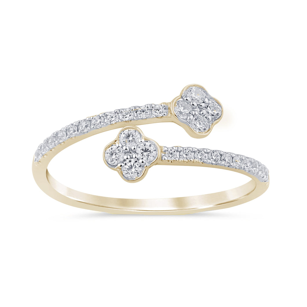 14KT Flower (Clove) Style Open Diamond Ring Band #1, 0.24ctw