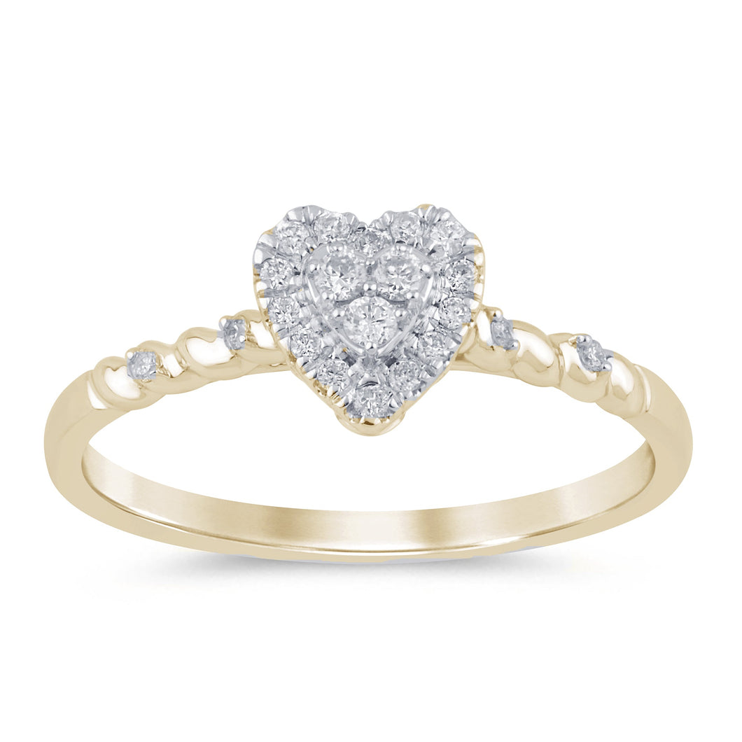14KT Heart Diamond Shaped Ring Illusion Setting #1, 0.13ctw