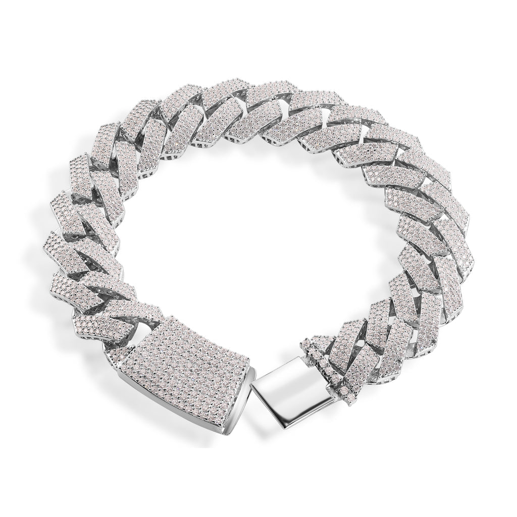 925 Moissanite Curb Cuban Bracelet, 14mm