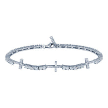 Load image into Gallery viewer, 925 Rhodium Silver Cross CZ Tennis Bracelet 7.6mm
