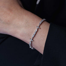 Load image into Gallery viewer, 925 Rhodium Silver Cross CZ Tennis Bracelet 7.6mm
