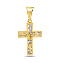 Load image into Gallery viewer, 14KT Two-Tone Baguette Cz Cross/Crucifix #2
