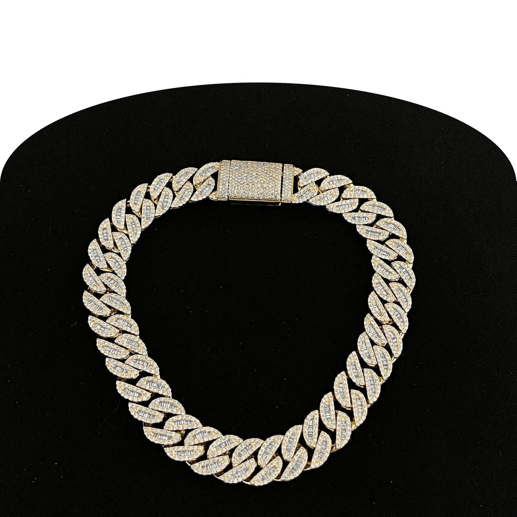 14KT Baguette & Round Diamond 7mm VS Cuban Bracelet 8