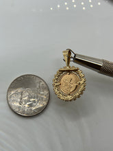 Load image into Gallery viewer, 14KT Small Libertad Replica Coin w/ Diamond Cut Bezel
