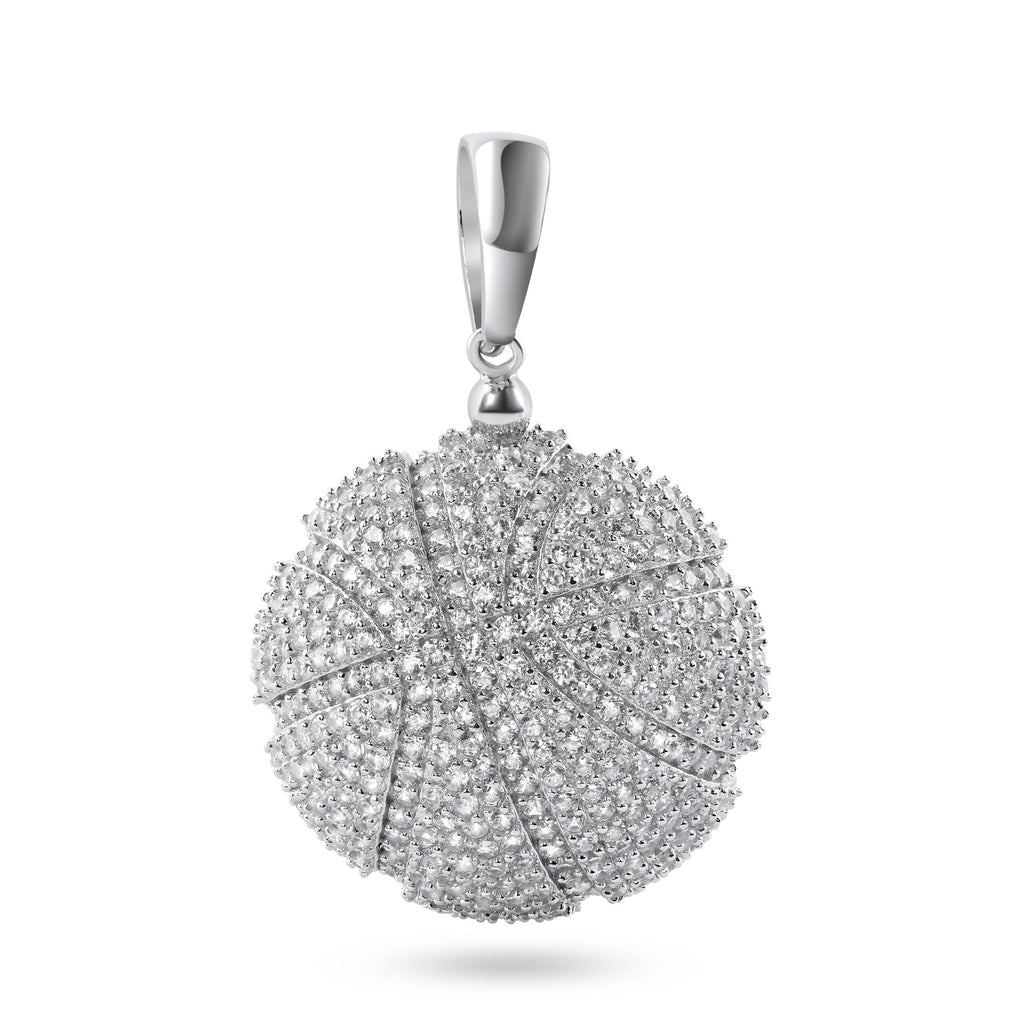 925 Rhodium Silver Multi-Color CZ Basketball Pendant
