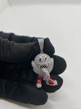 Cargar imagen en el visor de la galería, 925 Rhodium Plated &#39;Boo&#39; Pendant w/ Hand Painted Red Enamel
