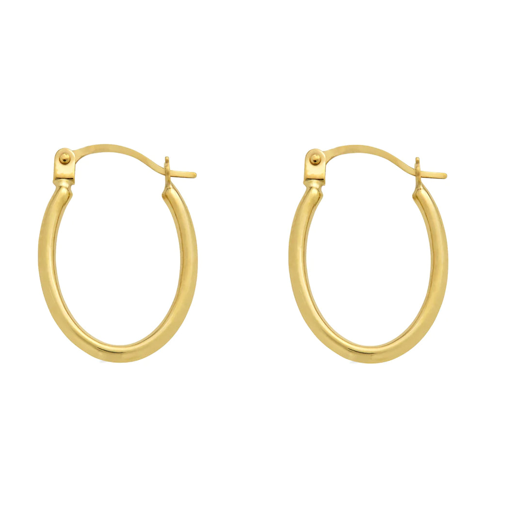 14KT Oval Hoop Latch Earrings #1