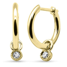 Load image into Gallery viewer, 14KT Petite Diamond Hoop Earrings .08ctw
