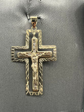 Load image into Gallery viewer, 14KT Double Cross/Crucifix Cz Pendant #1
