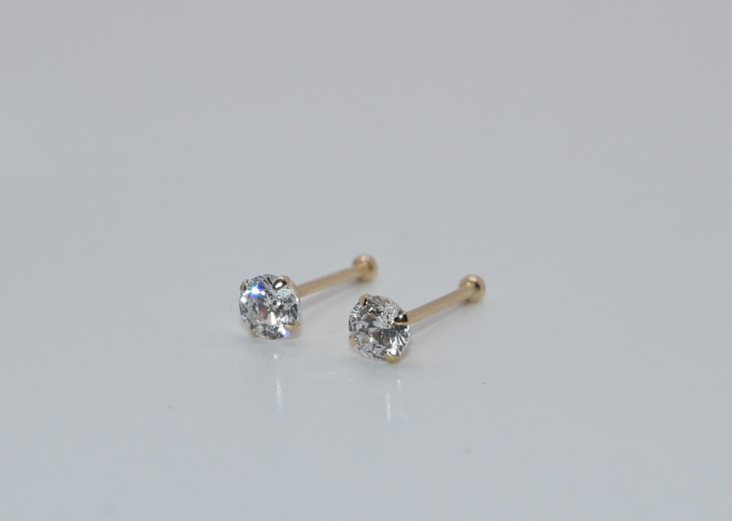 14KT CZ Nose Piercing Style #1
