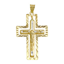 Load image into Gallery viewer, 14KT Double Cross/Crucifix Cz Pendant #1
