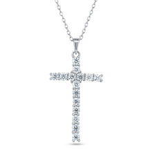 Cargar imagen en el visor de la galería, 925 Silver Rhodium Moissanite Necklace Cross Set
