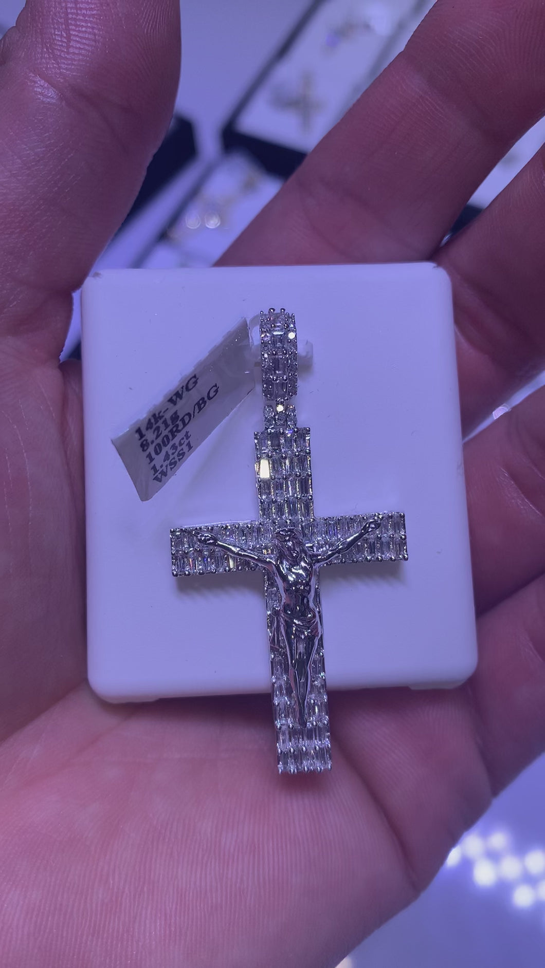 14KT White Gold Baguette Cross 1.43ctw G VS2, #1