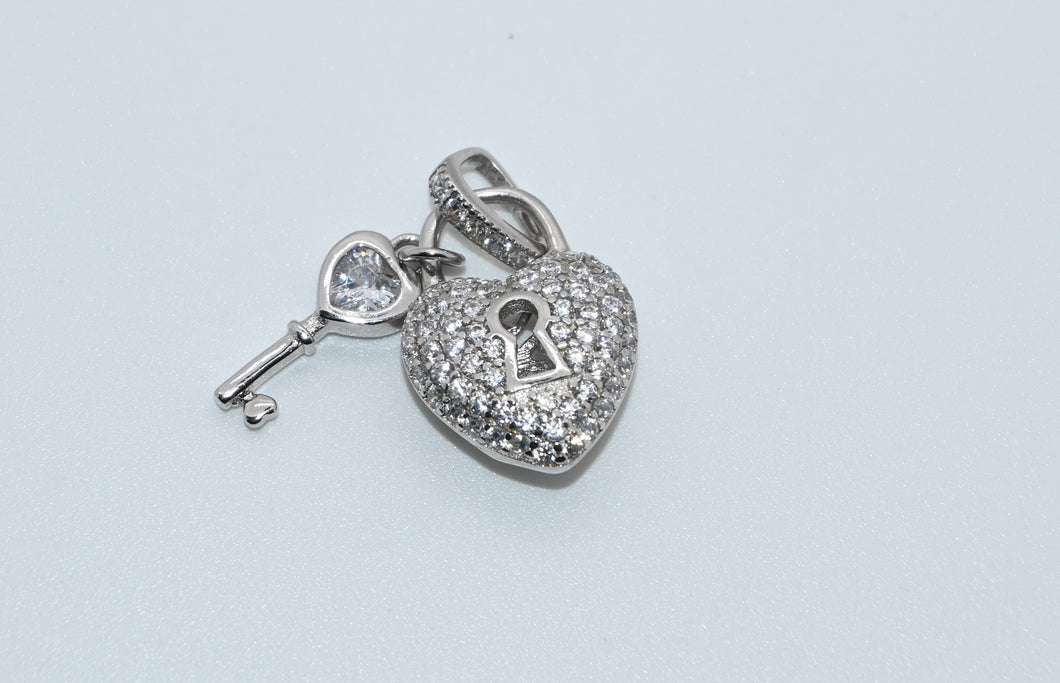 925 Silver Lock Heart Key Pendant