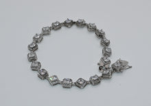 Load image into Gallery viewer, 925 Rhodium Cz Square Tennis Bracelet
