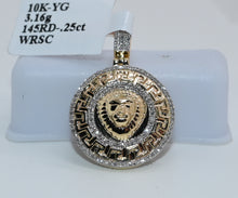 Load image into Gallery viewer, 10KT Yellow Gold Diamond Lion Head Medallion Pendant .25ct G SI
