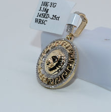 Load image into Gallery viewer, 10KT Yellow Gold Diamond Lion Head Medallion Pendant .25ct G SI
