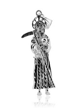 Cargar imagen en el visor de la galería, 925 Natural Silver Grim Reaper (Santa Muerte) Pendant
