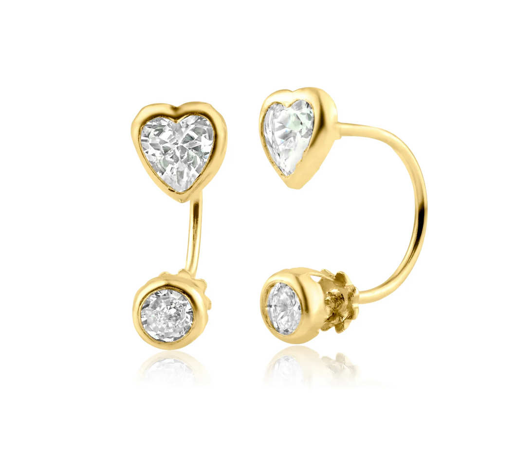 14KT Telephone Heart Cz Earrings