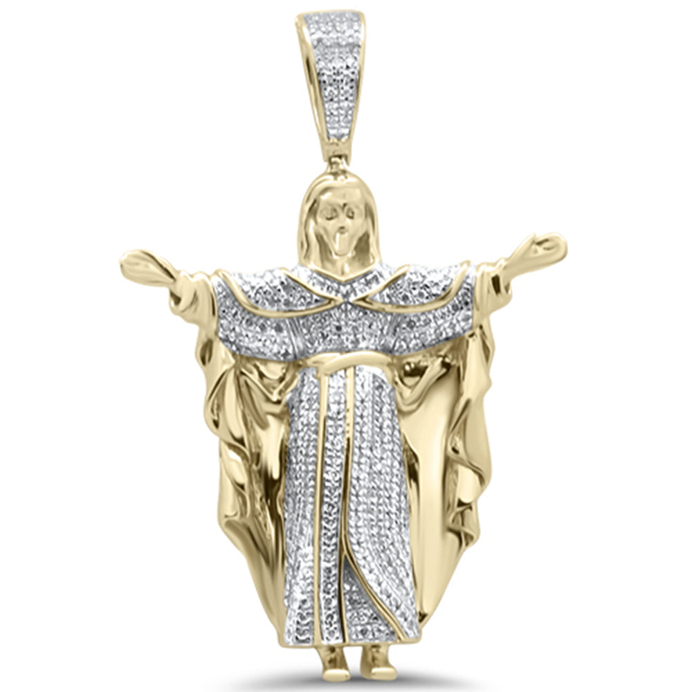 10KT Diamond Walking Jesus Arms Cross Pendant 0.55 ct