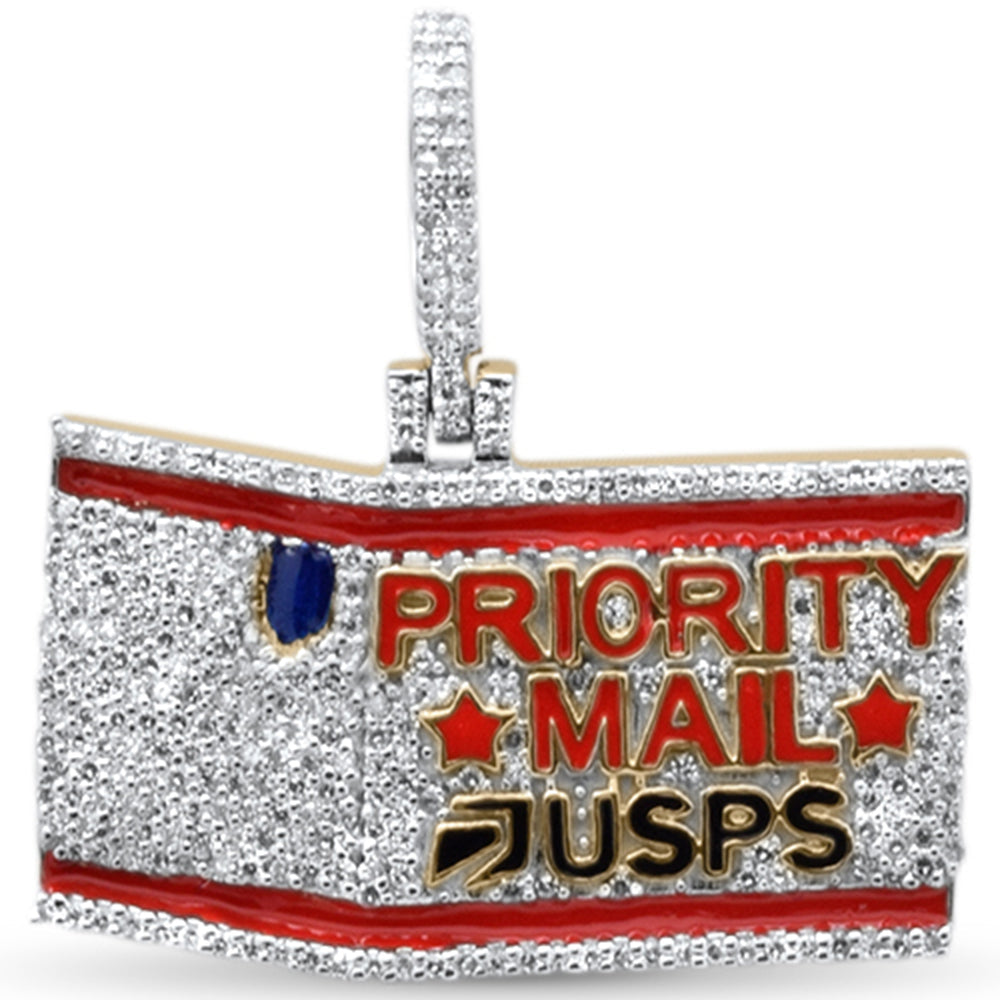 10KT Priority Mail Diamond Pendant w/ Enamel 0.48ct
