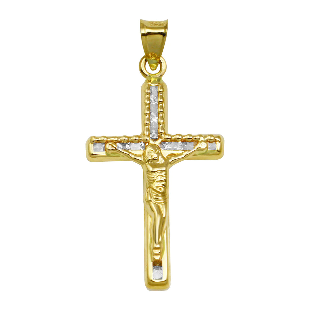14KT Clear Cz Jesus Crucifix (Cross) Pendant #1
